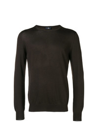 Мужской темно-коричневый свитер с круглым вырезом от Fay