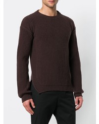 Мужской темно-коричневый свитер с круглым вырезом от Rick Owens