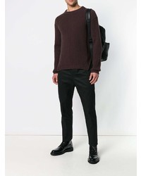 Мужской темно-коричневый свитер с круглым вырезом от Rick Owens