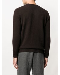 Мужской темно-коричневый свитер с круглым вырезом от Drumohr