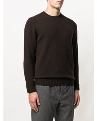 Мужской темно-коричневый свитер с круглым вырезом от Drumohr