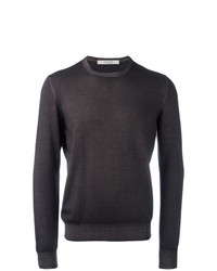 Мужской темно-коричневый свитер с круглым вырезом от La Fileria For D'aniello
