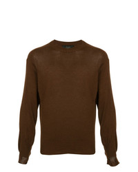 Мужской темно-коричневый свитер с круглым вырезом от Maison Flaneur