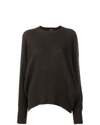 Женский темно-коричневый свитер с круглым вырезом от Maison Flaneur