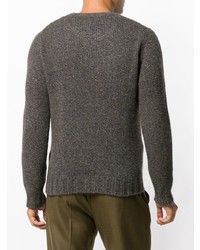 Мужской темно-коричневый свитер с круглым вырезом от Dell'oglio