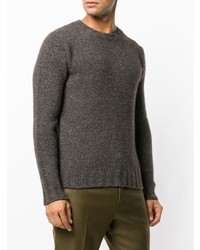 Мужской темно-коричневый свитер с круглым вырезом от Dell'oglio