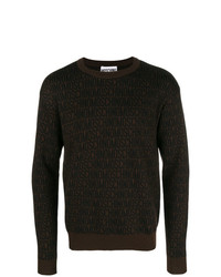 Мужской темно-коричневый свитер с круглым вырезом от Moschino