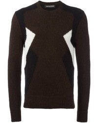 Мужской темно-коричневый свитер с круглым вырезом от Neil Barrett