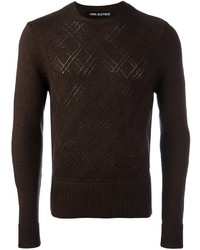 Мужской темно-коричневый свитер с круглым вырезом от Neil Barrett