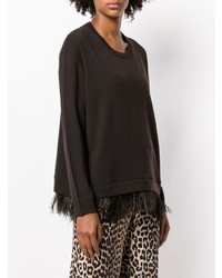 Женский темно-коричневый свитер с круглым вырезом от P.A.R.O.S.H.