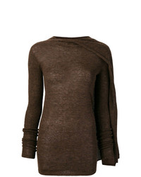 Женский темно-коричневый свитер с круглым вырезом от Rick Owens