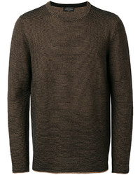 Мужской темно-коричневый свитер с круглым вырезом от Roberto Collina