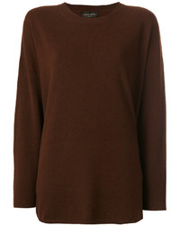 Женский темно-коричневый свитер с круглым вырезом от Roberto Collina