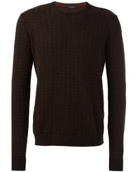 Мужской темно-коричневый свитер с круглым вырезом от Roberto Collina