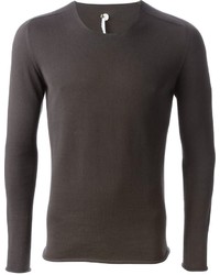 Мужской темно-коричневый свитер с круглым вырезом