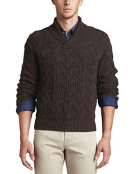 Темно-коричневый свитер с отложным воротником