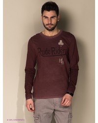 Мужской темно-коричневый свитер с принтом от Rude Riders