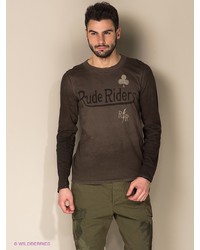 Мужской темно-коричневый свитер с принтом от Rude Riders