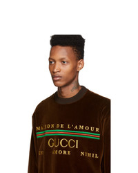 Мужской темно-коричневый свитшот с принтом от Gucci