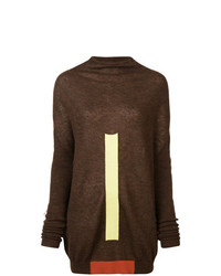 Темно-коричневый свободный свитер от Rick Owens