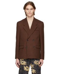 Темно-коричневый твидовый двубортный пиджак