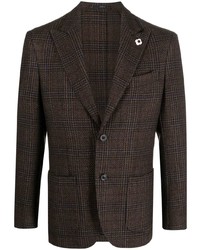 Мужской темно-коричневый твидовый пиджак в клетку от Lardini