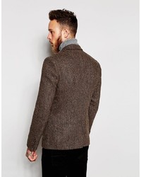 Мужской темно-коричневый твидовый пиджак от Asos
