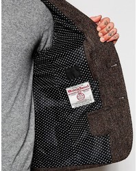 Мужской темно-коричневый твидовый пиджак от Asos