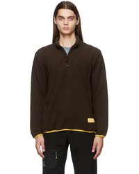Темно-коричневый флисовый свитер с воротником на молнии