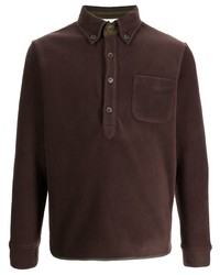 Мужской темно-коричневый флисовый свитер с воротником поло от Anglozine