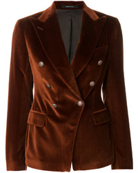 Темно-коричневый хлопковый двубортный пиджак