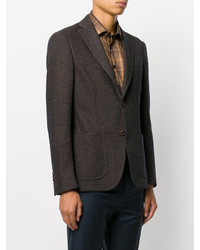 Мужской темно-коричневый хлопковый пиджак с узором "гусиные лапки" от Etro