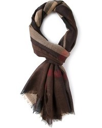 Мужской темно-коричневый шарф в шотландскую клетку от Burberry