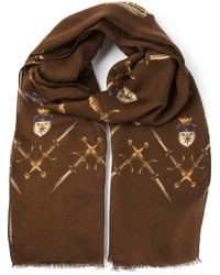 Мужской темно-коричневый шарф с принтом от Dolce & Gabbana