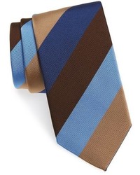 Темно-коричневый шелковый галстук в горизонтальную полоску