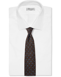 Мужской темно-коричневый шелковый галстук в горошек