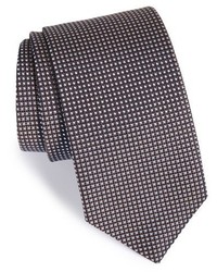 Темно-коричневый шелковый галстук с геометрическим рисунком