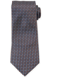 Темно-коричневый шелковый галстук с принтом