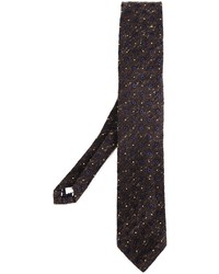 Мужской темно-коричневый шелковый галстук с принтом от Lardini