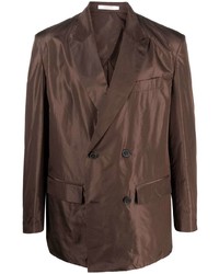 Темно-коричневый шелковый двубортный пиджак