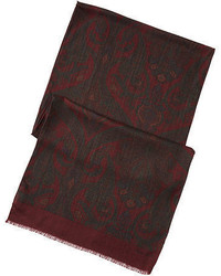 Темно-коричневый шелковый шарф с "огурцами"