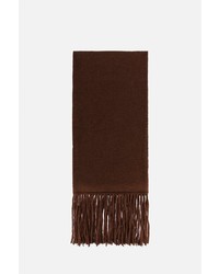 Мужской темно-коричневый шерстяной вязаный шарф от AMI Alexandre Mattiussi