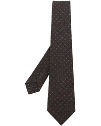 Мужской темно-коричневый шерстяной галстук с принтом от Kiton