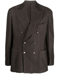 Мужской темно-коричневый шерстяной двубортный пиджак от Barba