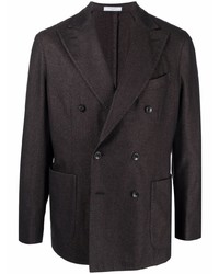 Мужской темно-коричневый шерстяной двубортный пиджак от Boglioli