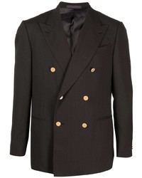 Мужской темно-коричневый шерстяной двубортный пиджак от Caruso
