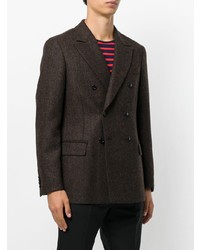 Мужской темно-коричневый шерстяной двубортный пиджак от Mp Massimo Piombo