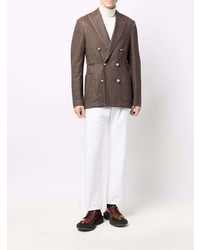 Мужской темно-коричневый шерстяной двубортный пиджак от Lardini