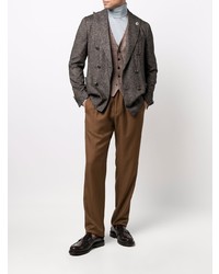 Мужской темно-коричневый шерстяной двубортный пиджак от Lardini