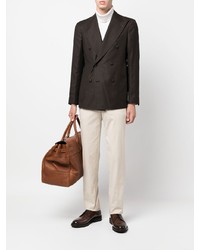 Мужской темно-коричневый шерстяной двубортный пиджак от Tagliatore